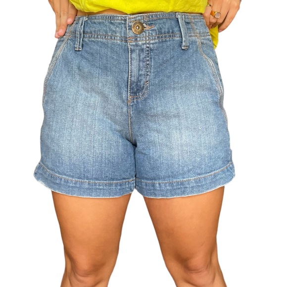 Y2K FADED GLORY STRETCH HIGH WAISTED DENIM SHORTS size 6 - Picture 5 of 7